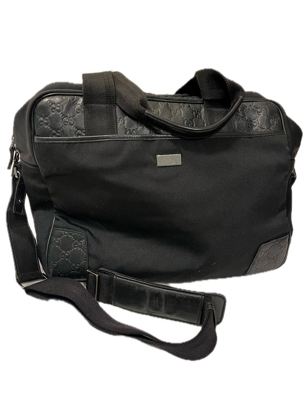 Gucci Black Nylon & Leather Laptop Briefcase No COA